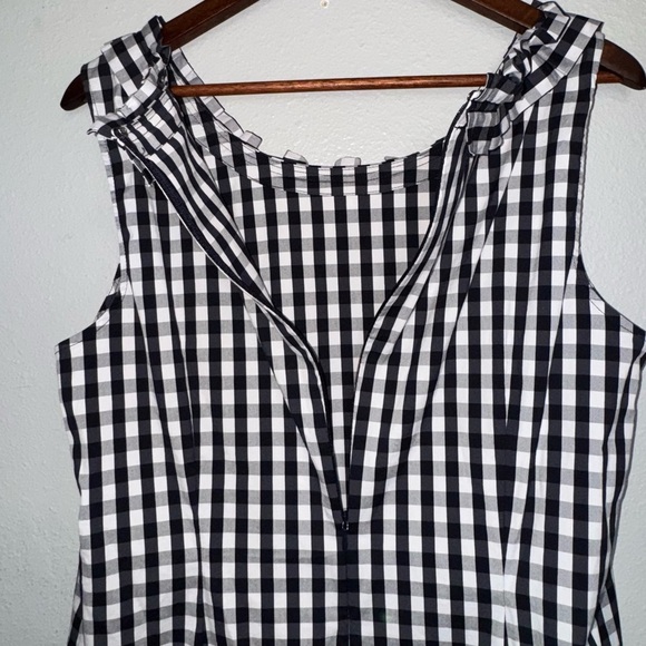 Talbots Gingham Pleated-Neck blk and white dress - Picture 3 of 9